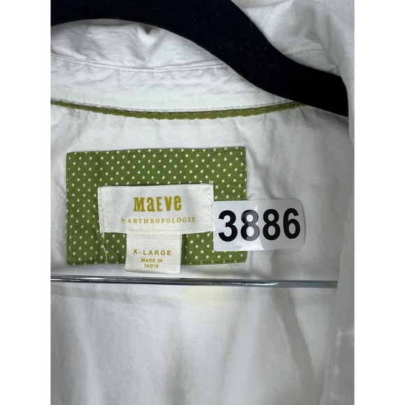 Maeve Anthropologie Shirt Womens XL White Lemon Embroidered Button Front - Picture 5 of 9
